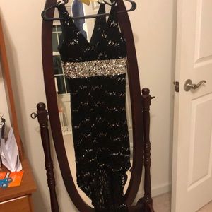 High low black sparkley dress